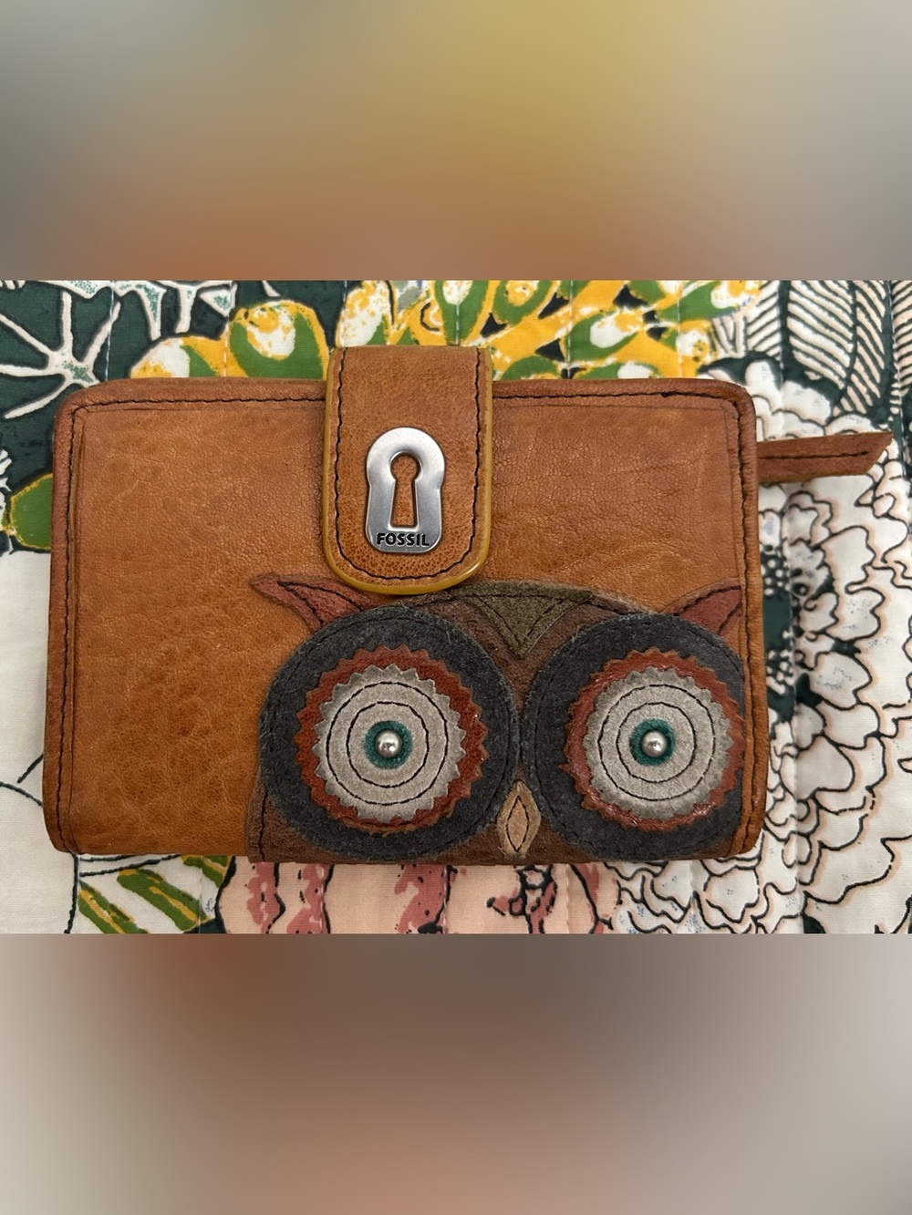 Fossil Tan Brown Leather Owl Women's Wallet